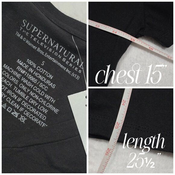 Supernatural ✦ V-Neck T-Shirt ✦ Saving People Hunting Things Graphic Black S - Picture 4 of 4